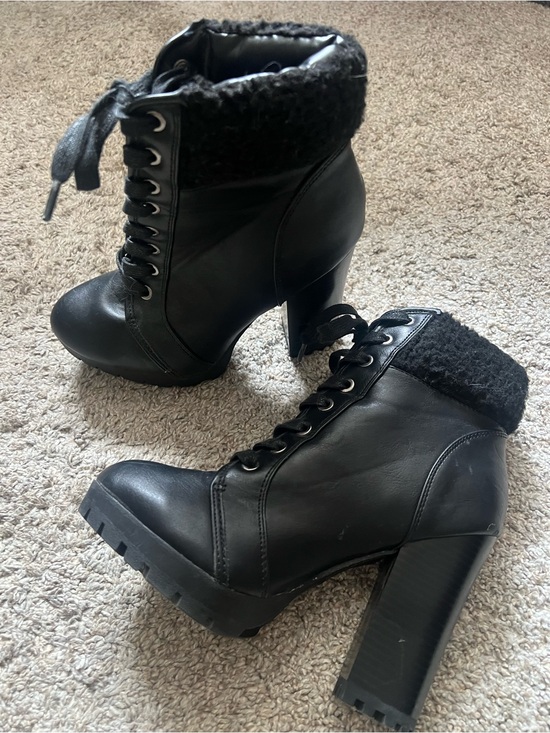 BAMBOO Shoes - Bamboo Women's Black Lace-Up High Heel Ankle Boots